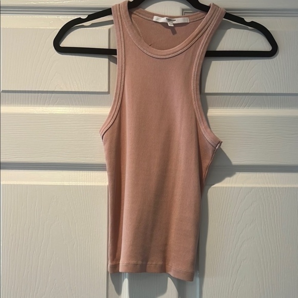 Tularosa Pink Ribbed Fitted Tank Top - Picture 1 of 6